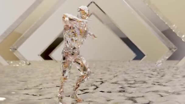 Knappe Mannelijke Breakdance Uprock Versie Glas Lus Animatie Render — Stockvideo