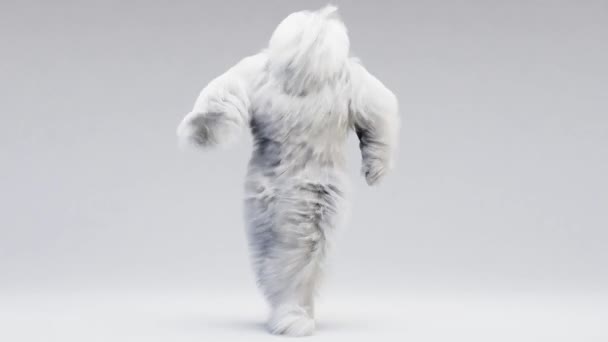 Hairy Monster Dance Clip Isoliert Auf Weißem Hintergrund Pelz Helle — Stockvideo
