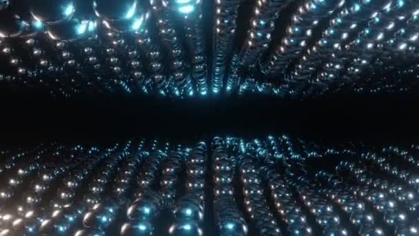 Streszczenie Animacji Pętli Ruch Przez Tunel Piłkami Projektowanie Tunel Srebrnych — Wideo stockowe
