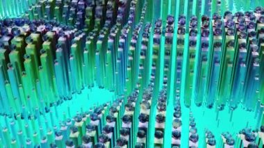 3D görüntüleme küpleri ve küreleri, döngü, hareket tasarımı, düzlemde yukarı aşağı hareket eden küp dalgaları, neon ışıkları, bilim-kurgu, kusursuz 3D canlandırma