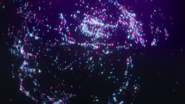 Parlayan kuş davranışlarının 3 boyutlu animasyonu, akın eden vücut simülasyonu. Sürü düzeni. 3d hazırlayıcı