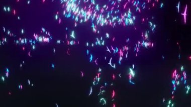 Parlayan kuş davranışlarının 3 boyutlu animasyonu, akın eden vücut simülasyonu. Sürü düzeni. 3d hazırlayıcı