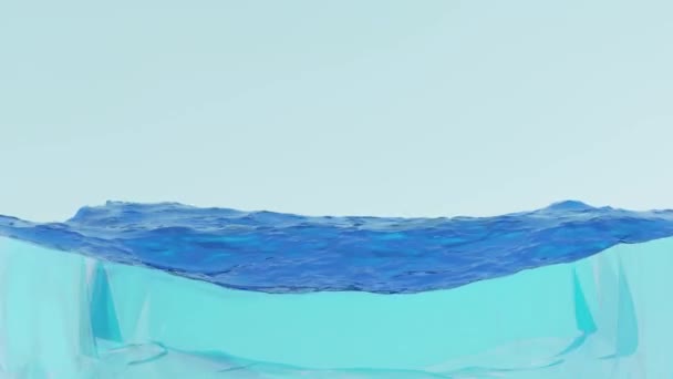 Looped Animation Water Surface Waving Modern Colorful Wallpaper Clear Blue — Stock Video