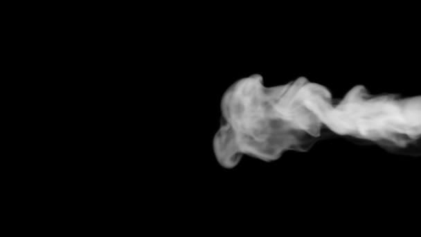 黑色工作室背景上的烟流可以被分离或连续使用 烟云膨胀 油墨云在水下旋转 低密度和湍流 3D渲染 — 图库视频影像
