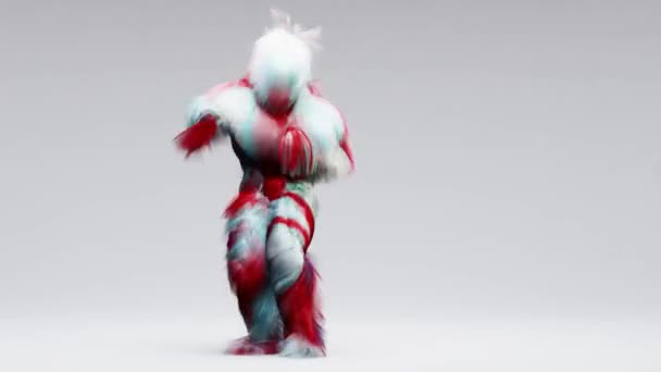 Looping Animation Hairy Cartoon Dancing House Dance Furious Beast Having — Stock Video