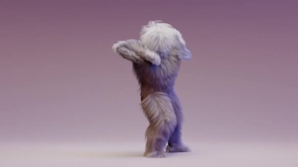 Hairy Monster Dance Clip Isoliert Loop Animation House Dance Pelz — Stockvideo