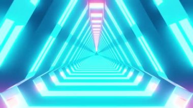 Soyut geometrik arkaplan, floresan ultraviyole ışık, parlayan neon çizgiler, mavi, modern renkli aydınlatma, 4k animasyon, 3d canlandırma