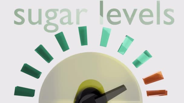 Animation Blood Sugar Levels Meter Going Normal High Render — Stock Video