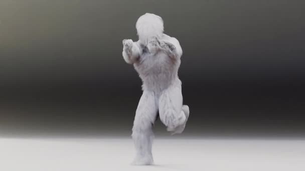小妖精跳舞夹子被隔离了毛茸茸的毛茸茸的 毛茸茸的 满头的 雪人的 3D渲染 偷偷溜出去 — 图库视频影像