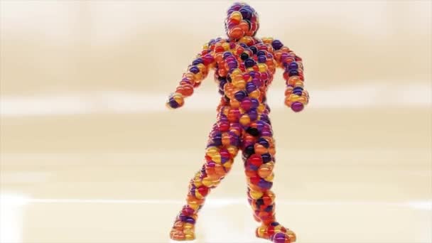 气球人跳嘻哈舞 隔离在白色背景下 3D渲染 — 图库视频影像