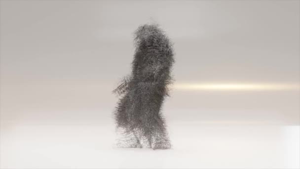Hairy Monster Dancing Clip Geïsoleerd Witte Achtergrond Bont Helder Grappig — Stockvideo