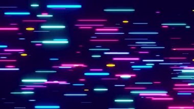 Yuvarlak neon renkli, döngülü animasyon, ekranda parlayan yatay çizgilerin 3 boyutlu animasyonu. 3d hazırlayıcı