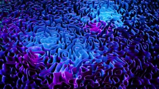 风格别致的3D抽象动画色彩波纹平滑墙 概念多色液体模式 循环动画 紫色蓝色波纹反射面宏观 时尚的五彩缤纷的液体 美丽的梯度纹理 — 图库视频影像