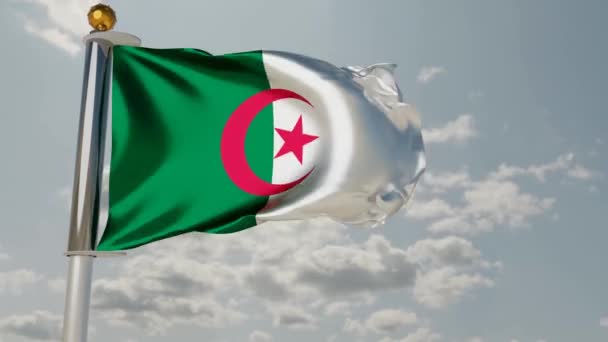 Flaga Algierii Macha Wietrze Renderowanie — Wideo stockowe