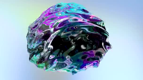 概要波状滑らかな液体形状 有機ボール 変形過程 黒の背景に球状有機波状生物形態 3Dレンダリング — ストック動画