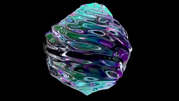 抽象波状光滑液体形状 有机球 变形过程 黑色背景球状有机圆形波状生物形体的无缝环动画 3D渲染 — 图库视频影像