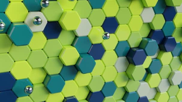 Iron Balls Fall Colorful Hexagons Oddly Satisfying Animation Render — Stock video