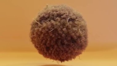 loop animation of fur pompon, ball of hair, fluffy ball, colorful furry sphere, fur ball isolated, 3d render