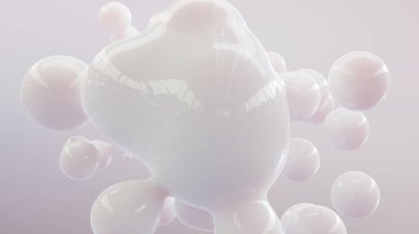 organik şekiller. Renkli kabarcıklar, soyut 3D arka plan. Sıvı akışkan renkler. sabun köpükleri, metaforlar. damla, sıvı eğim, akan küreler, madde, nano partiküller, 3D görüntüleme