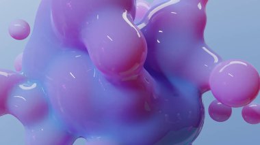 organik şekiller. Renkli kabarcıklar, soyut 3D arka plan. Sıvı akışkan renkler. sabun köpükleri, metaforlar. damla, sıvı eğim, akan küreler, madde, nano partiküller, 3D görüntüleme