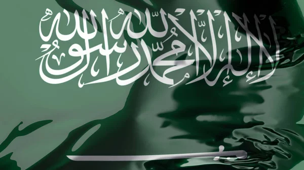 Zászló Szaúd Arábia Integetett Szél Ksa Nemzeti Zászló Hullám Szövet — Stock Fotó