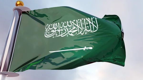 Zászló Szaúd Arábia Integetett Szél Ksa Nemzeti Zászló Hullám Szövet — Stock Fotó