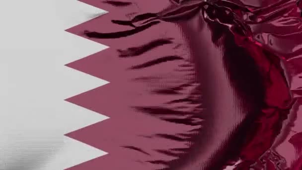 Rüzgarda Dalgalanan Katar Bayrağı Katar Ulusal Bayrağı Kumaş Dokusu Yakın — Stok video