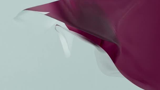 Rüzgarda Dalgalanan Katar Bayrağı Katar Ulusal Bayrağı Kumaş Dokusu Yakın — Stok video