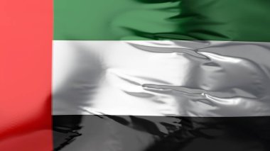 Birleşik Arap Emirlikleri bayrağı rüzgarda dalgalanıyor, uae Ulusal bayrak dalgası, kumaş dokusu, yakın plan, 3D görüntüleme