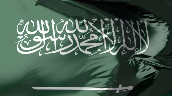 Vlag Van Saoedi Arabië Zwaaien Wind Ksa Nationale Vlag Golf — Stockfoto