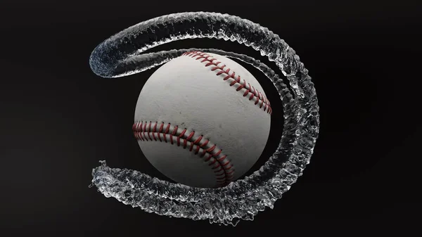 Baseball Ball Splashing Black Background Wrapped Water Splash Water Drops — Stock Photo, Image