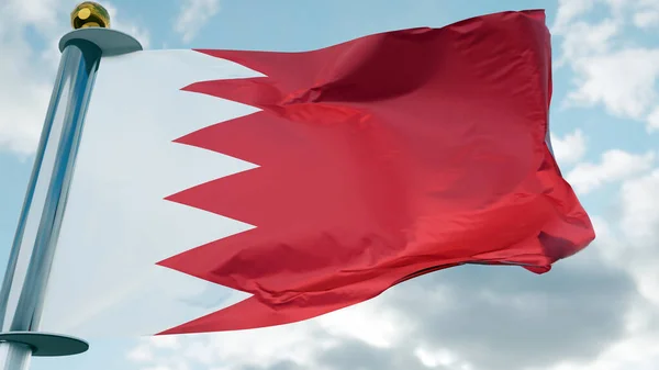 Rüzgarda Dalgalanan Bahreyn Bayrağı Bahreyn Ulusal Bayrağı Dalgalanması Kumaş Dokusu Stok Resim