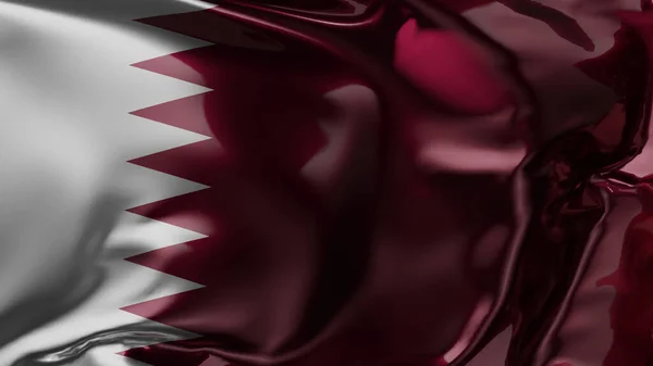 Flagge Von Katar Wind Wehen Qatar Nationalflagge Wehen Stoffstruktur Nahaufnahme — Stockfoto