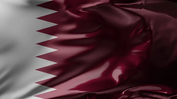 Flagge Von Katar Wind Wehen Qatar Nationalflagge Wehen Stoffstruktur Nahaufnahme — Stockfoto