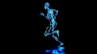 Koşan adamın iskelet sistemi, koşarken kemik anatomisi, insan fiziği ve sporu, koşucular, koşucular, tıbbi olarak doğru koşan adam, fitness, döngü animasyonu, 3D canlandırma