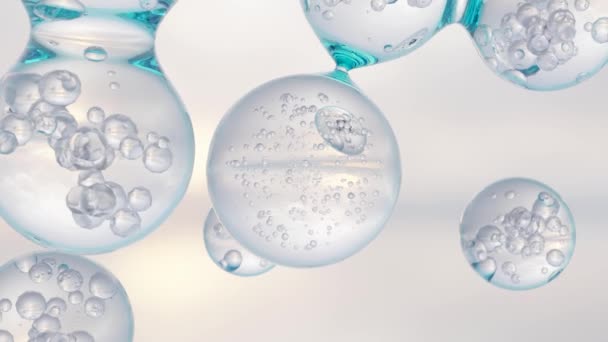 Esenciální Olejové Bubliny Pro Kosmetiku Vodě Modré Tekuté Bubliny Proudění — Stock video