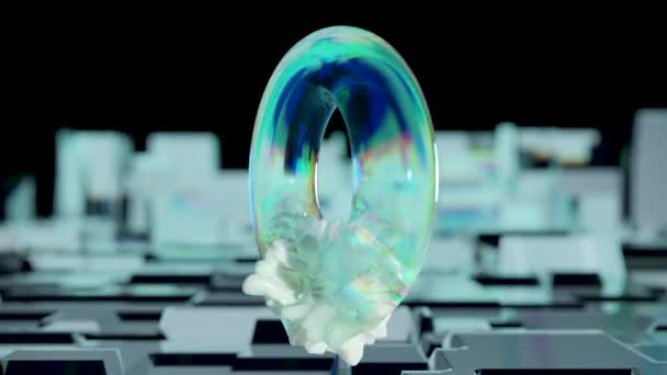 Kleurrijke Glas Vorm Organische Loop Animatie Met Bevredigende Vorm Vervorming — Stockvideo