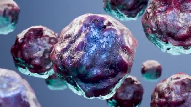 Раковые Вирусные Клетки Микроскопические Бактерии Инфекция Микробы Опухоль Метастазы Раковые — стоковое видео