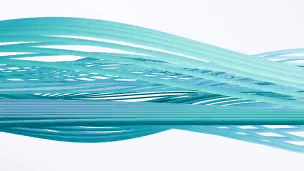 Líneas Rayas Azules Curvadas Dinámicas Coloridas Cables Ondulados Lisos Abstractos — Vídeos de Stock