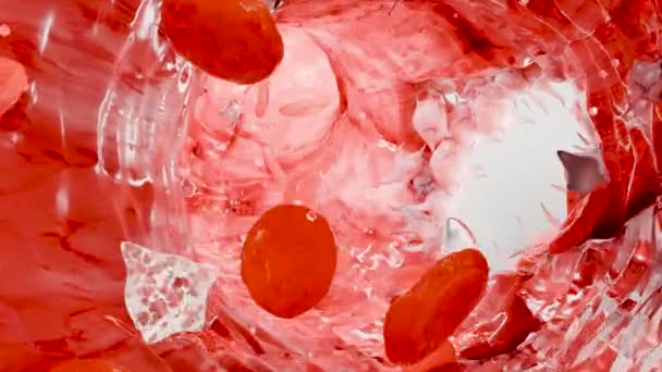 Hemostase Rode Bloedcellen Bloedplaatjes Het Bloedvat Vasoconstrictie Wondgenezingsproces Bloeding Stolt — Stockvideo