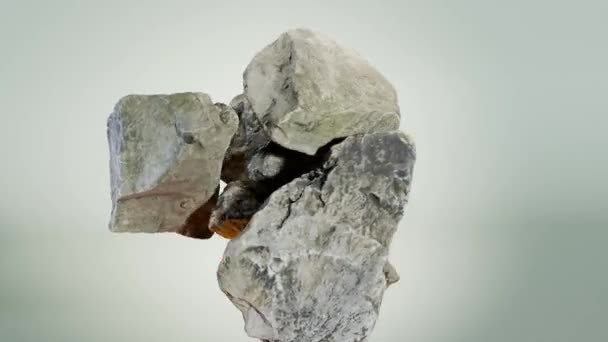 Abstrakt Bakgrund Med Leviterande Stenar Stenar Kullersten Asteroid Meteorit Sten — Stockvideo