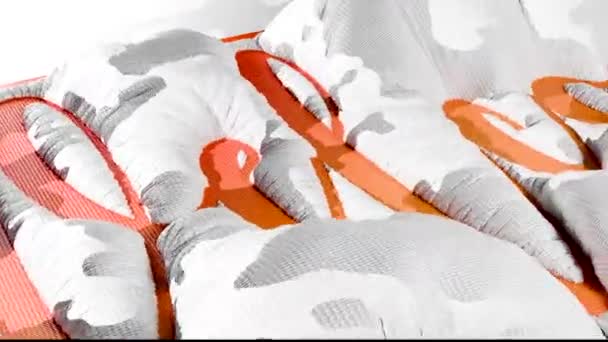 欢迎登记 欢迎文本动画 动态布 缎子枕头充气 软布体形 充气织物 摘要背景 3D渲染 — 图库视频影像