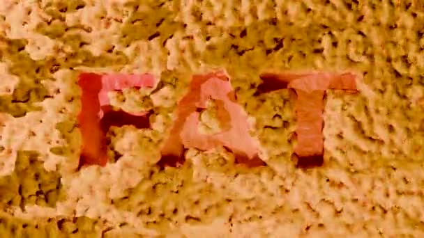 Fette Inschrift Fetttextanimation Dynamisches Tuch Satinkissen Aufgeblasen Weiche Stoffkörperform Aufblasbares — Stockvideo