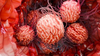 Flagellum, uzun kuyruklu zararlı bakteriler, prokaryot, virüs probiyotikleri ve patojen, H. pylori, mikrop flagella, bağışıklık sistemi, salmonella veya laktobacillus, 3d render