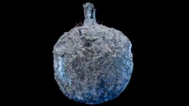 Soyut sıvı şeffaf kabarcıklar, gerçeküstü su damlaları küreye sıçrıyor, sürreal top ya da küre, hareket türbülansı, parçacık akışı, alfa kanalı, sihirli parlak atomlar, 3d render