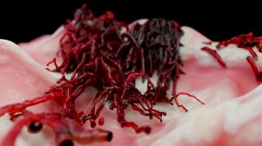 Doku, tümör enfeksiyonu hücreleri ve yayılan, iltihaplı metastaz kanserli kanser hücreleri üzerinde kontrol edilemeyen kanser hücresi büyümesi. Çoğaltılarak çoğaltılıyor, hücreler genişliyor, Melanoma Kanseri, 3 boyutlu canlandırma