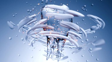 Diş temizliği, diş çürüğü temizleme ürünleri ve diş temizleme köpüğü, ağız hijyeni ya da gargara konsepti ile beyazlatıcı ürünler, sarı plaketi temizleyip çözdükten önce ve sonra, 3d