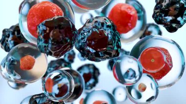 Sarkık ve Yaşlanan deri hücresi için kollajen serumu, kırışıklık önleyici çözelti, deri hücresi yenilenmesi, kırışıklık tedavisi, kozmetik reklamları, nemlendirici krem, güzellik konsepti, 3 boyutlu rendelendirme