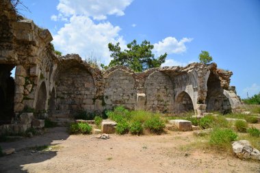 Evdirhan Caravanserai, located in Antalya, Turkey, was built during the Seljuk period and in the 13th century.