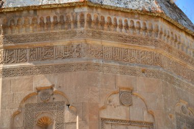 Halime Hatun Vault is a Seljuk mausoleum located in the Gevas district of Turkey. It is located to the east of the Seljuk Cemetery in the district. It was built in 1335 by the Saltuklu chief Meliki Izzettin Saltuk for his daughter Halime Hatun.